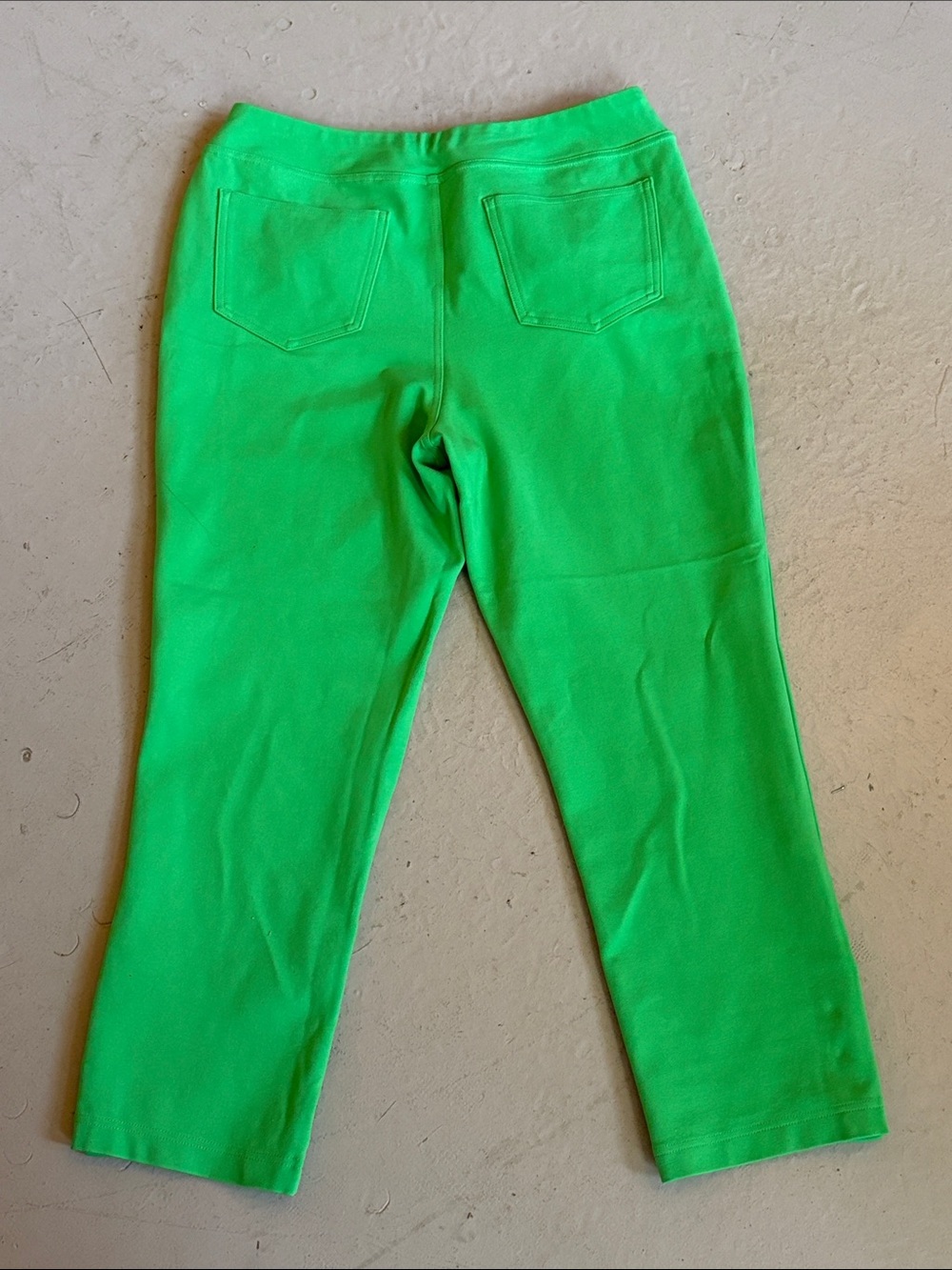 Belle by Kim Gravel Ponte Bright Green Crop Pants with Button Cuff - Picture 2 of 9